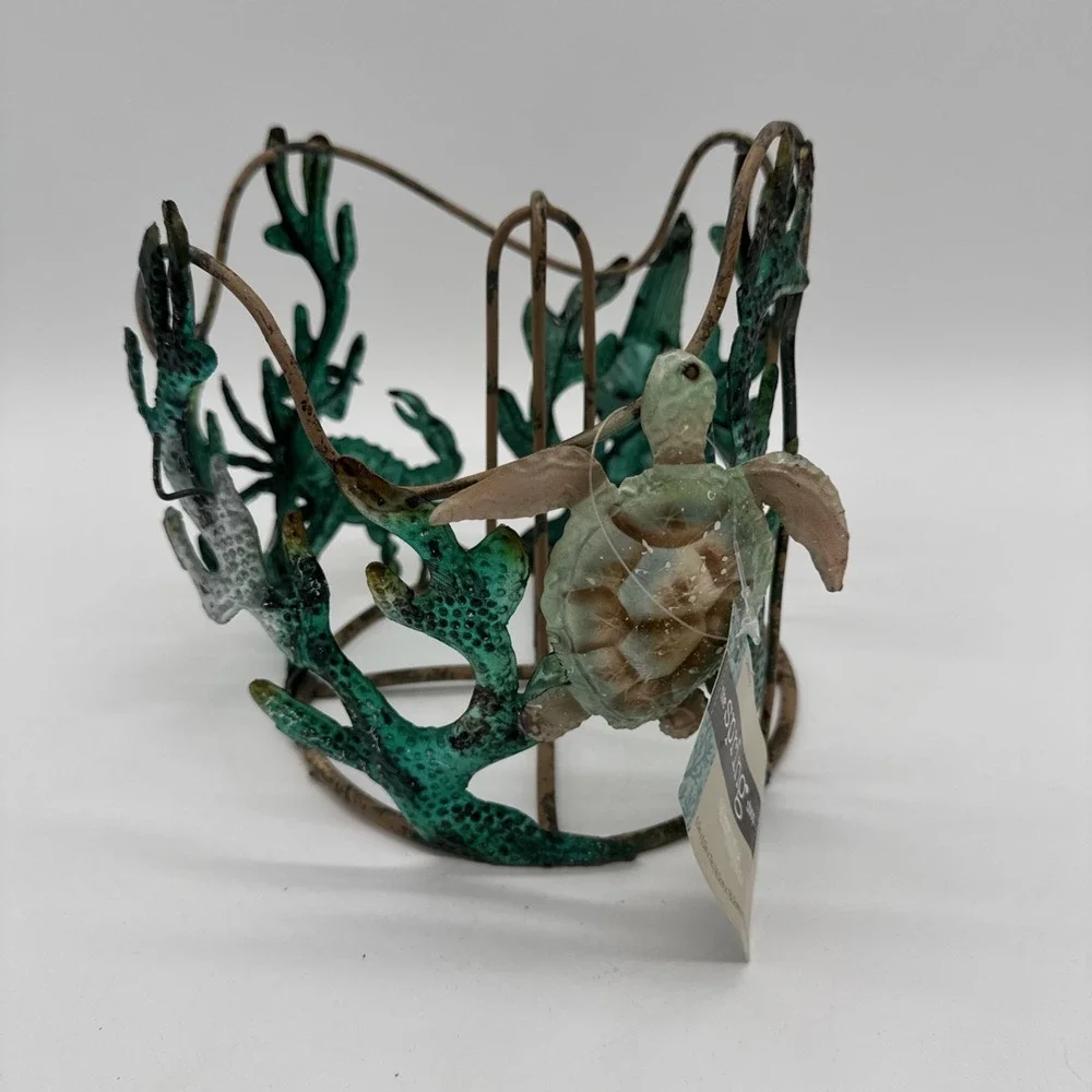 Metal Paper Towel Holder - Beach House Decor Coastal Decor Crab Turtle Coral New